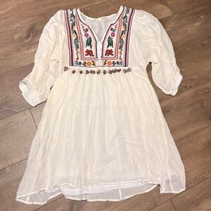 Umgee White dress with Colorful Embroidery